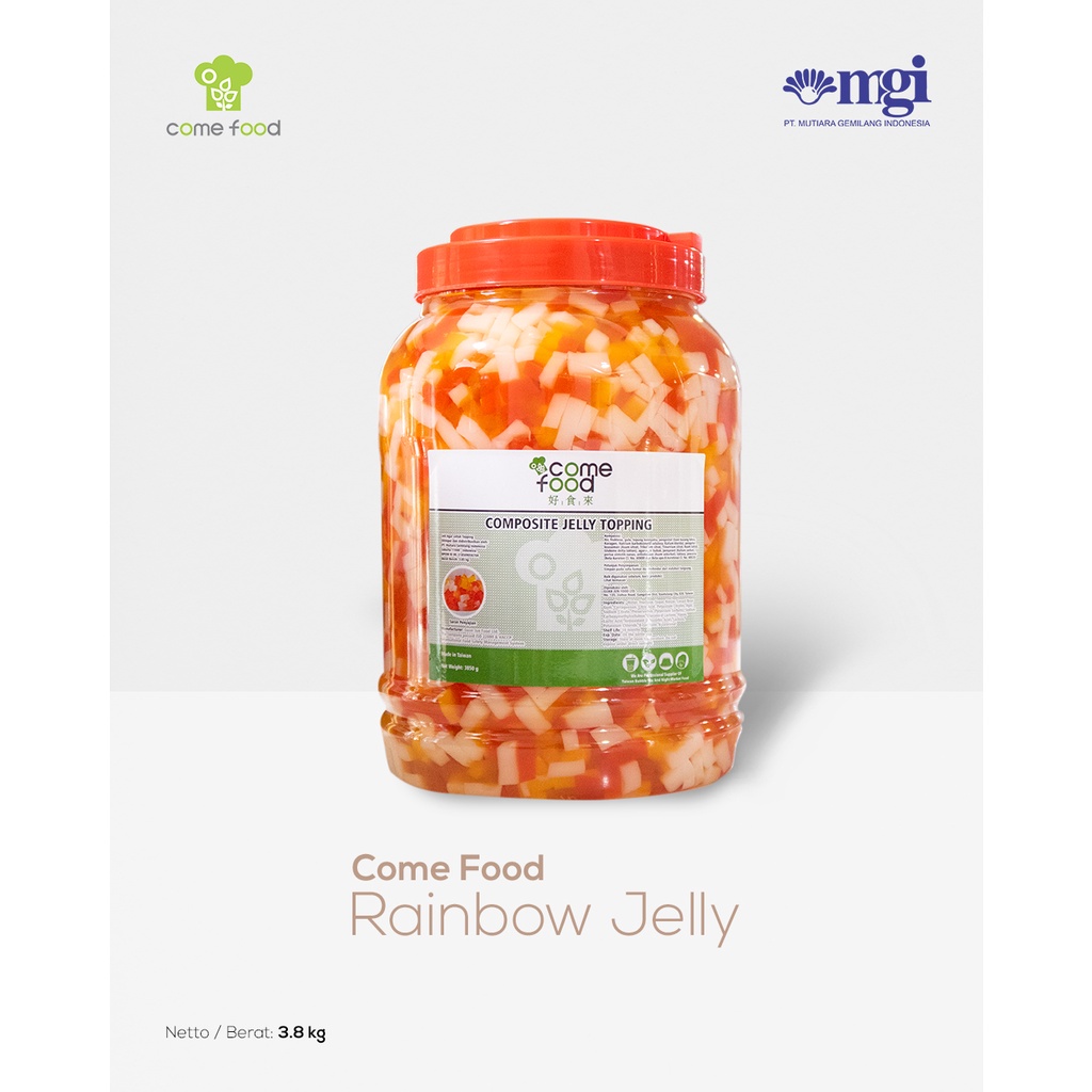 

RAINBOW JELLY | RAINBOW JELLY TOPPING MINUMAN | RAINBOW JELLY TOPPING 3.8 KG | TOPING MINUMAN RAINBOW JELI