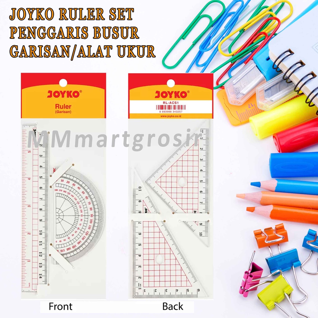 Joyko Ruler Set / 1 Set Penggaris Busur / Garisan Joyko / Alat Ukur