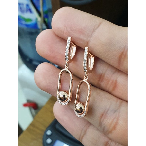 anting jepit panjang model fashion emas rosegold