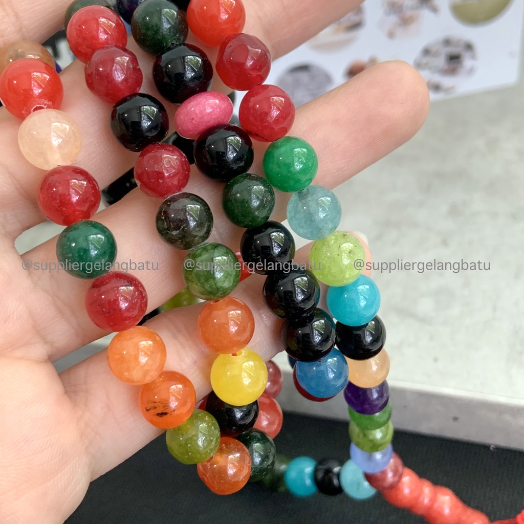 tasbih batu MULTICOLOUR ONYX 10mm 99 butir premium tasbeh PANCAWARNA