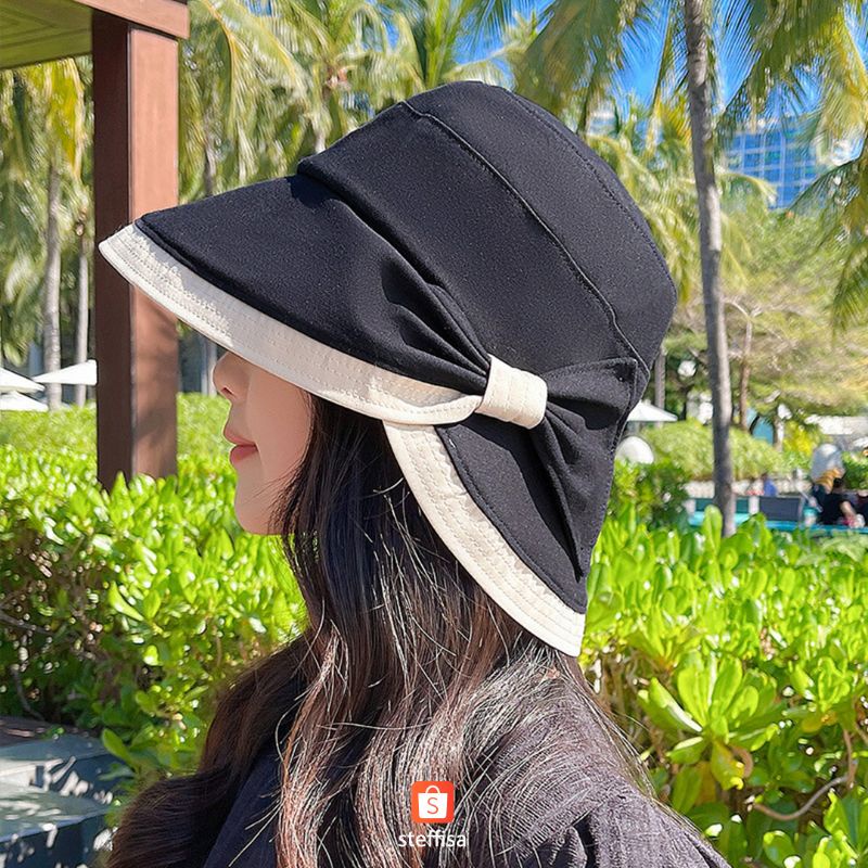 BUCKET HAT PITA SAMPING | topi wanita dewasa stylish cantik impor premium gaya Korea outdoor summer holiday ready stok cod