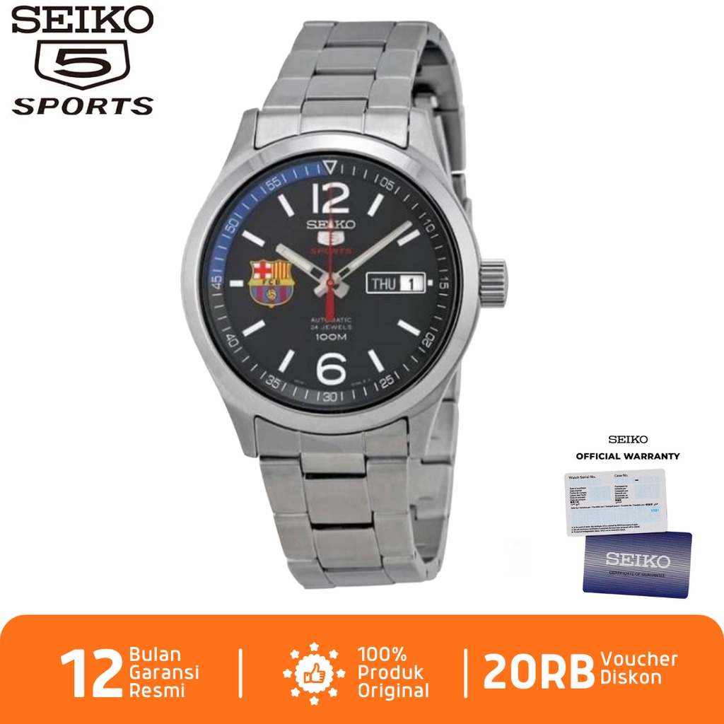 Seiko 5 Sports SRP301 Jam Tangan Pria Seiko Barcelona Automatic SRP301K1 Stainless Steel Strap