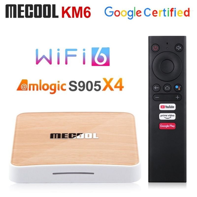 MECOOL Smart TV Box STB Android 10 4K HDR 4/32GB - KM 6 Deluxe Edition - Brown/White