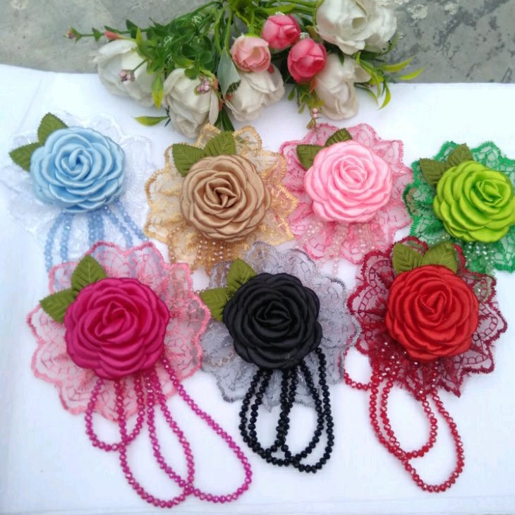 bros mawar kristal juntai bros bunga renda bros juntai kristal bros cantik