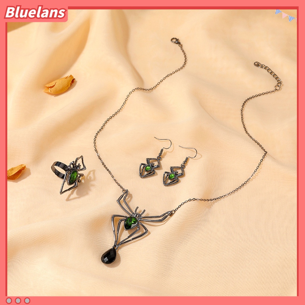 Bluelans Kalung Dan Anting Bentuk Laba-Laba Bahan Alloy Untuk Wanita