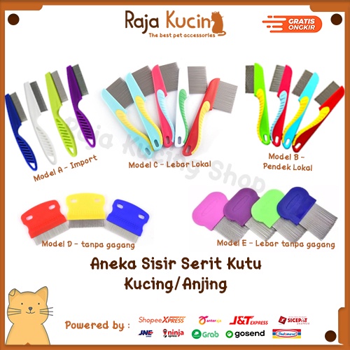Sisir serit kutu gagang untuk kucing anjing / sisir kutu /sisir kutu kucing / sisir kutu besi / sisir kutu kucing dan telurnya