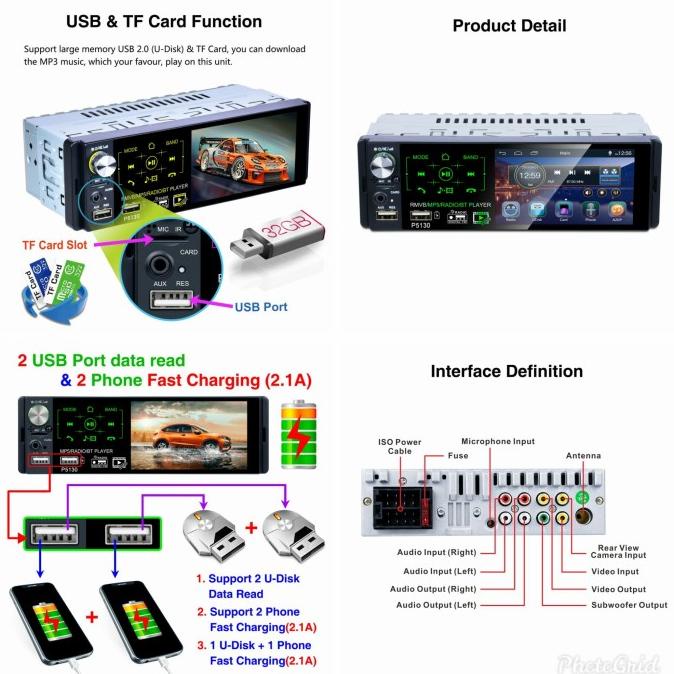 Head Unit Tape Mobil Single Din Mp5 Player Bluetooth Garansi Original