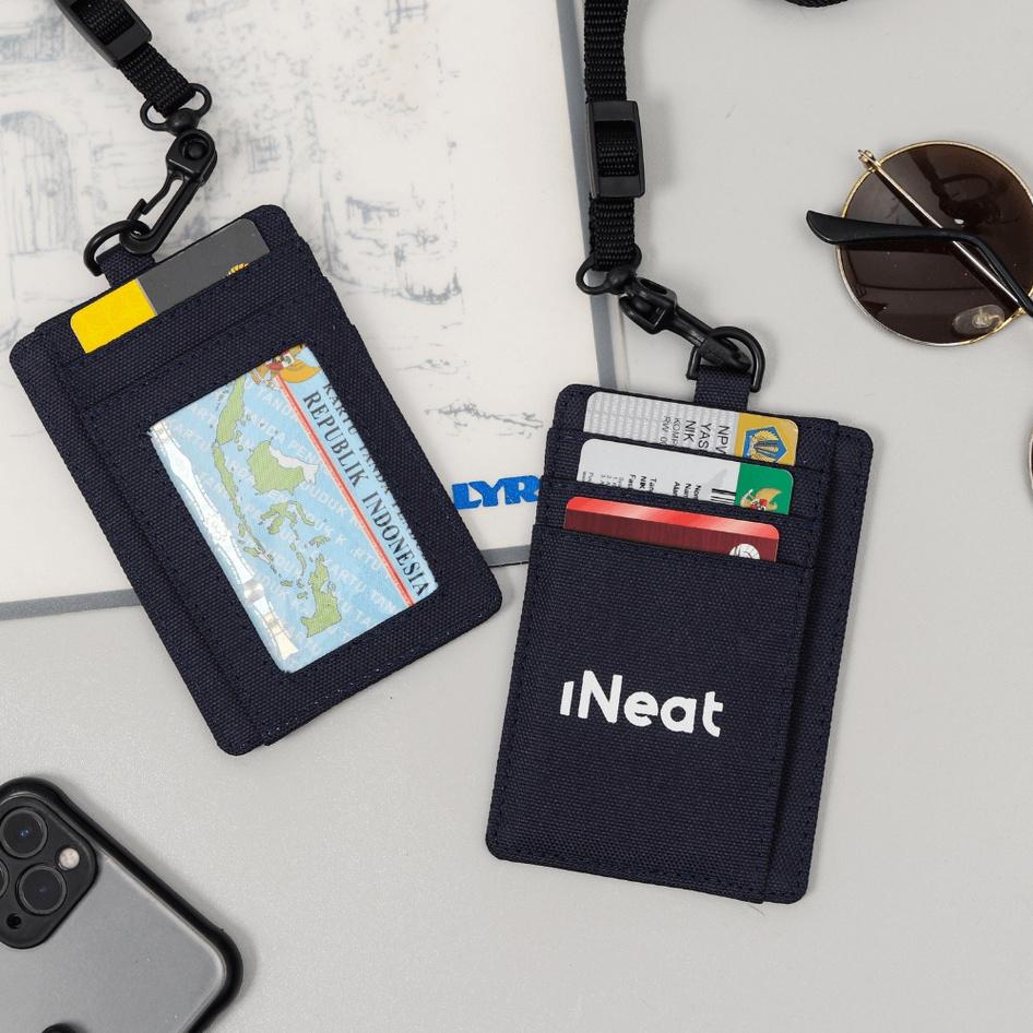 Paling Ekonomis iNeat Card Holder Lanyard ID Card Nametag Wallet Navy