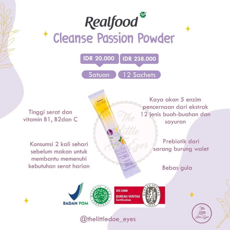 Realfood Cleanse Jelly Flawless / Pure / Lychee Glutation / Appletox / Passion Powder