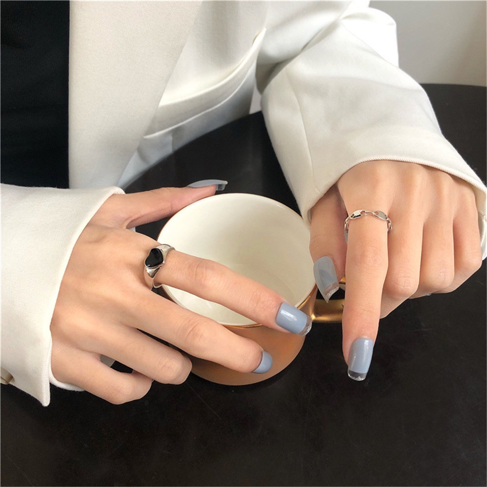 COD❤️1 Sepasang Cincin Set Korea Aesthetic Wanita Terbuka Gaya Retro Untuk Membuka Ukuran Yang Dapat Disesuaikan Aksesoris Fashion Murah Ready Stock