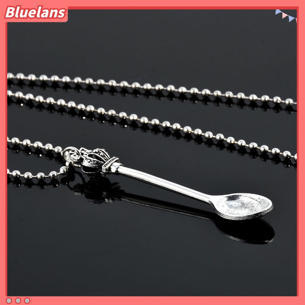 Bluelans Fashion Crown Mini Tea Spoon Alloy Pendant Chain Necklace Women Jewelry Gift