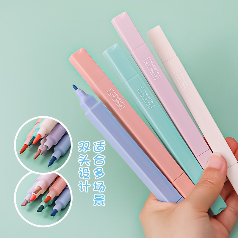 PAOPAO Highlighter Spidol Set 6 Colour Warna Marker Pastel Cute