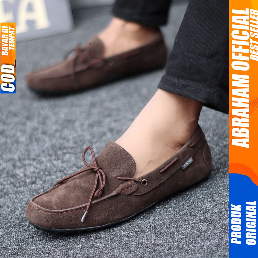 Sepatu Casual Slip On Pria Santai Kerja Kantor Hitam Abraham Rennes