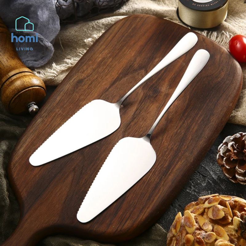 HOMI - Sendok Pisau Segitiga Pemotong Kue Lapis Bolu Tart Cake Ulang Tahun Nasi Tumpeng Server Pizza