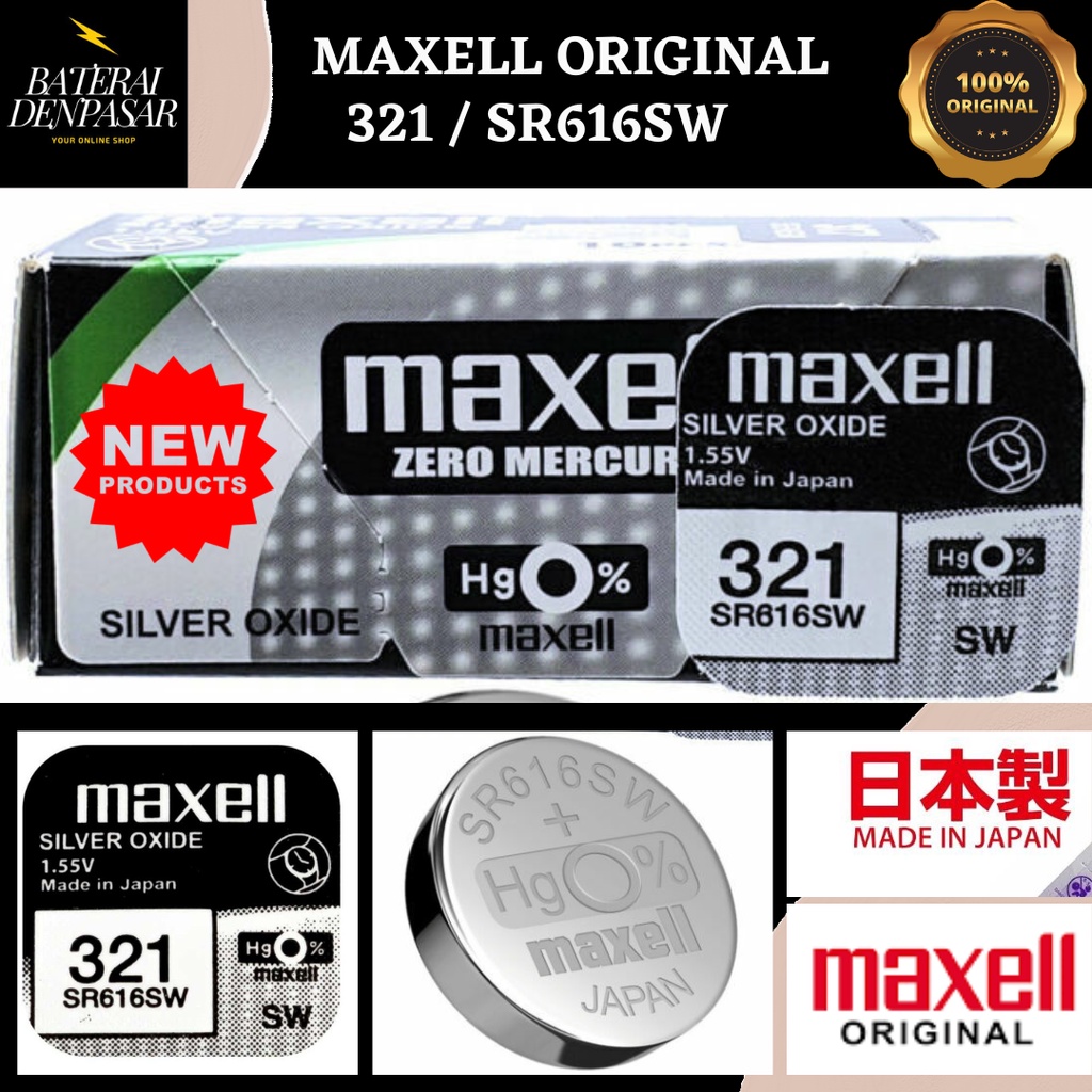 ORIGINAL BATERAI BATTERY MAXELL 321 SR616SW 321 616 SR616 SW Maxell ORIGINAL