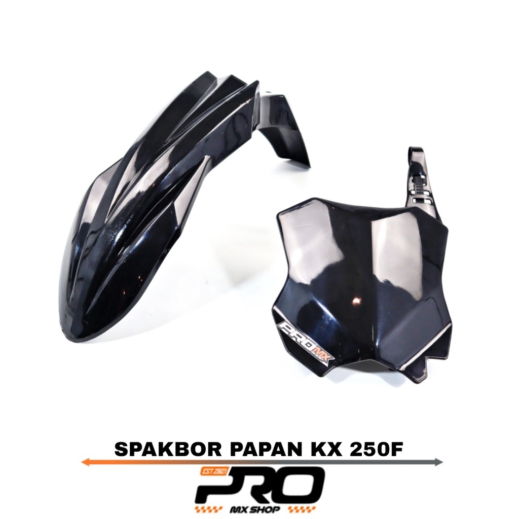 SPAKBOR DEPAN PLUS PAPAN NOMOR KX 250 HITAM PAKET SPAKBOR DAN PLAT NUMBER KXF HITAM PNP KLX SERIES