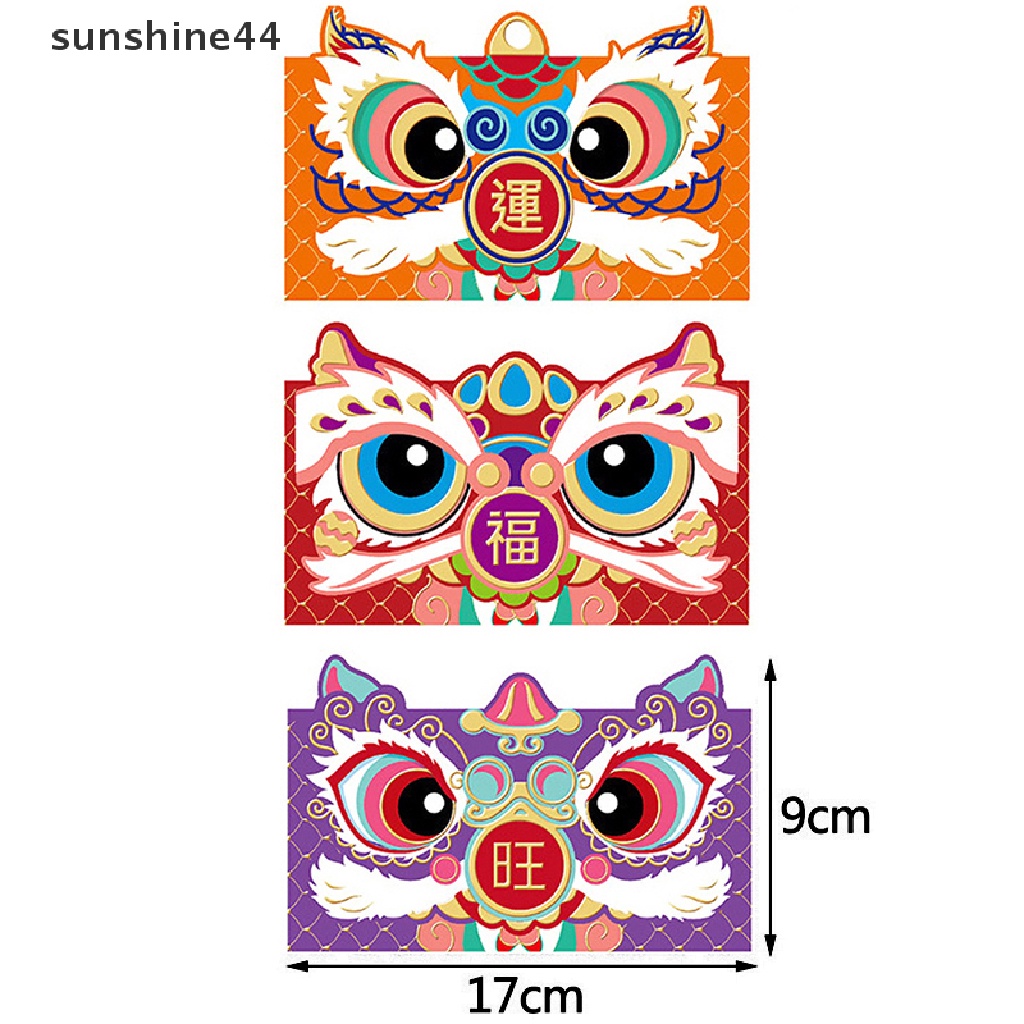 Sunshine 3Pcs / Set Amplop Angpao Tahun Baru Cina / Imlek 2023 Motif Singa / Singa Untuk Anak