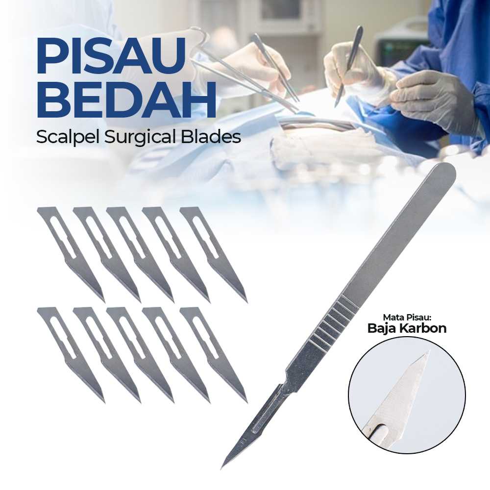 Pisau Bedah No.11 Gagang Dan Mata Pisau 10pcs / Pisau Operasi / Pisau Bedah / Pisau Ukir / Scaple Bi