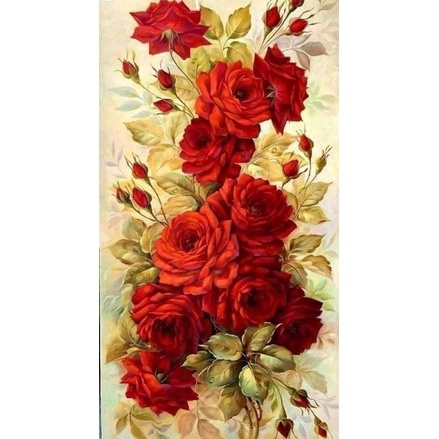 Hiasan dinding cetak gambar bunga mawar merah plus bingkai