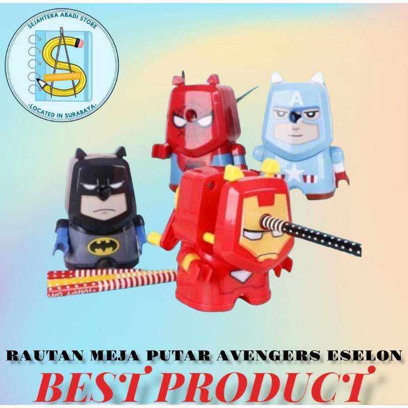

RAUTAN SERUTAN MEJA AVENGERS / ONGOTAN PENSIL PUTAR SUPER HERO (PCS)