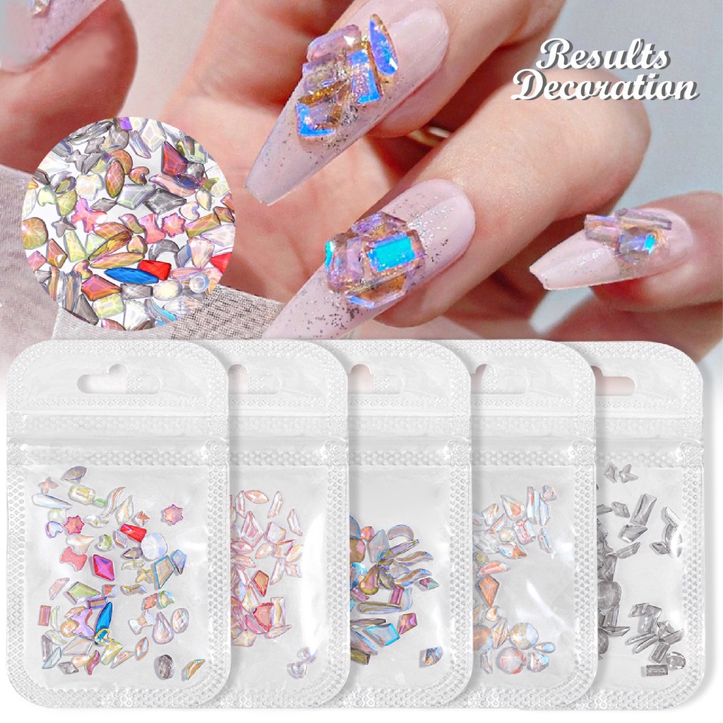 MSY 12set&amp;Bungkusan Hiasan Kuku Bentuk Love/Crystal/Boneka/Bulat/ Mixed Decorations Potongan Batu Nail Art