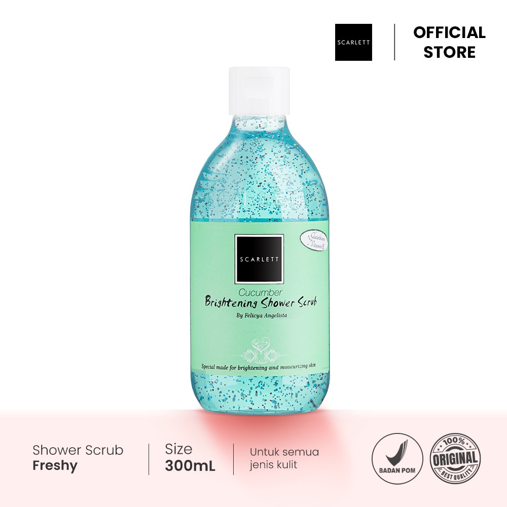 BISA COD Rumah Cantik Scarlett Whitening Shower Scrub Cucumber