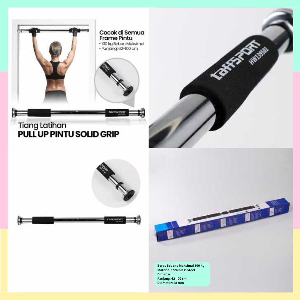 TaffSPORT Tiang Latihan Pull Up Pintu Solid Grip 62-100cm - HW139501