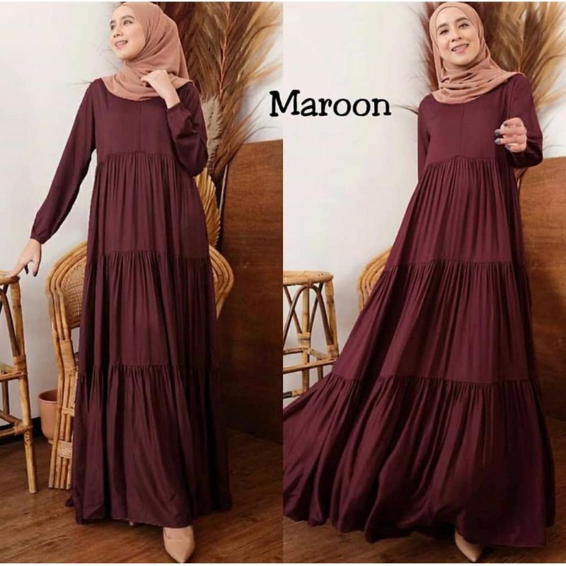 SANDIRA | S M L XL XXL XXXL 5L |﻿ Maxi Dress Baju Gamis Syari Jumbo﻿ Polos Wanita Muslim Big Size﻿ Bahan Moscrepe-5