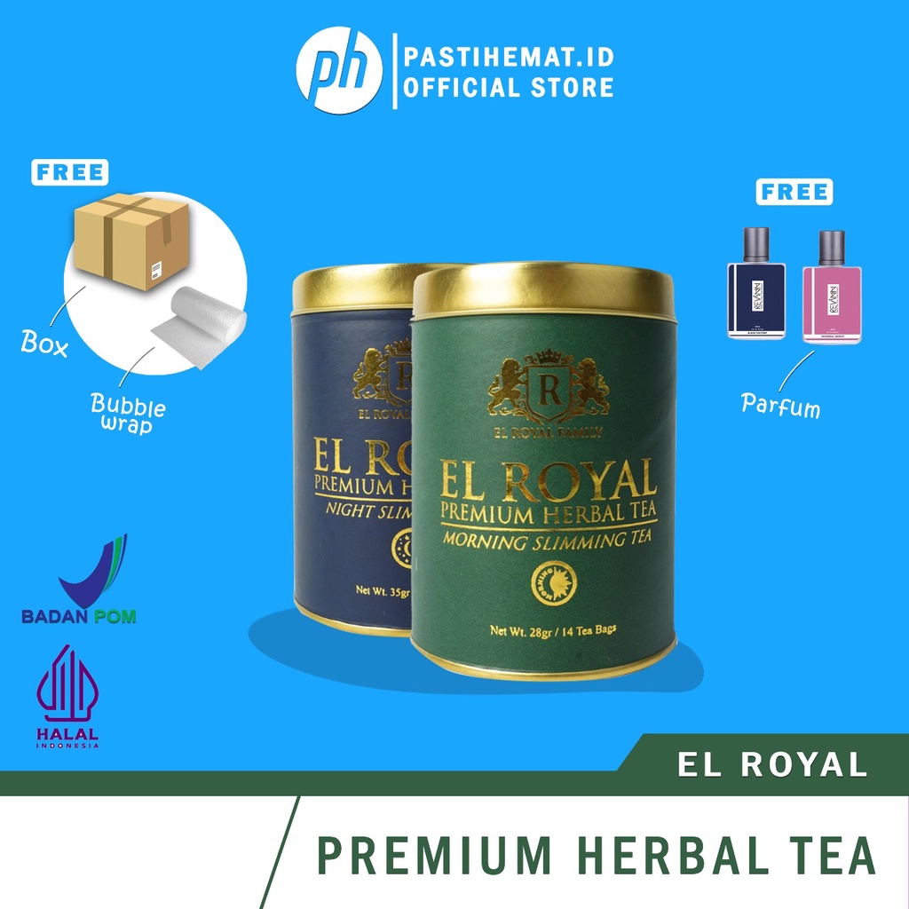 [GARANSI ORIGINAL] EL ROYAL PREMIUM HERBAL TEA - Teh Herbal Pelangsing Perut - Morning Slimming Tea - Night Slimming Tea BISA COD