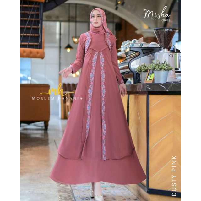 FASHION MUSLIM // MISHA DRESS // BAHAN BABYDOLL FULL FURING MIX BORDIR LANGSUNG // KODE RR