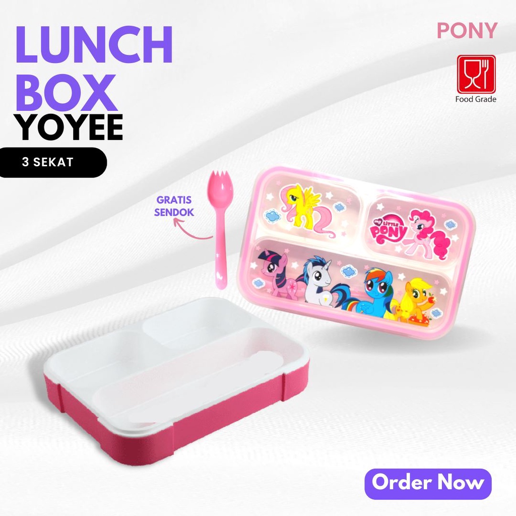 TEMPAT MAKAN BEKAL SEKOLAH ANTI TUMPAH LUNCH BOX ANAK YOYEE GRATIS SENDOK KUALITAS BERKARAKTER