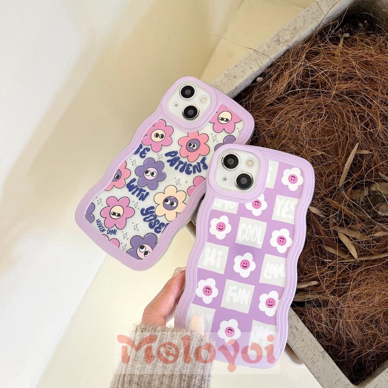 Soft Case TPU Motif Bunga Smiley Face Untuk iPhone 11 13 12 14 Pro MAX 6 7 XR X XS MAX 7 8 6s 14 Plus SE 2020