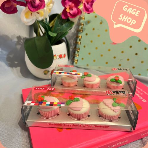 

karet penghapus hapusan pensil bentuk cup cake (3 pcs ) bisa dihapus import lucu ATK kebutahan sekolah anak lcu mut imut murah termurah import