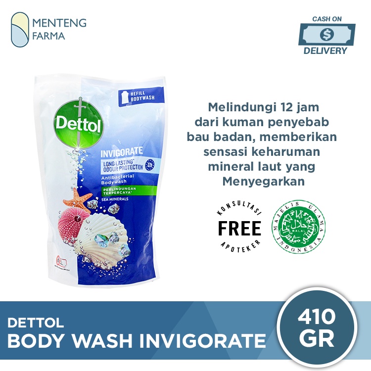 Sabun Mandi Cair Dettol Invigorate 410 Gram - Sensasi Segar Mineral Laut