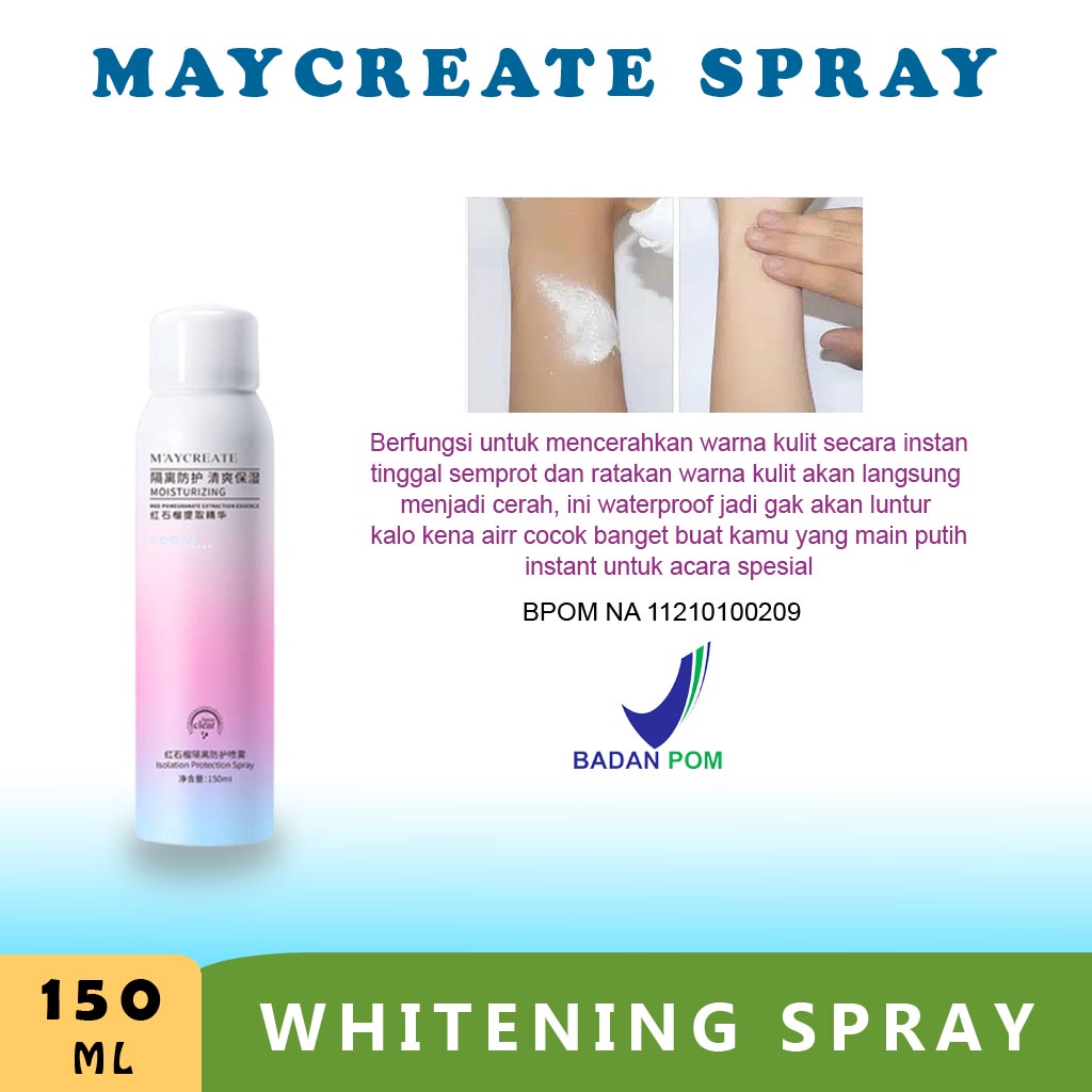 SPRAY PEMUTIH &amp; PENCERAH KULIT BADAN AMPUH PERMANEN CREAM KRIM MAYCREATE BODY LOTION PEMUTIH BADAN