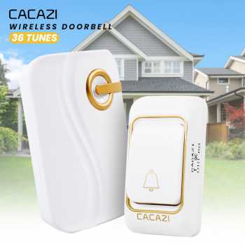 GV8i Cacazi Bel Pintu Wireless Doorbell 36 Tunes 1 Pcs Receiver K03dc Golden Or-i