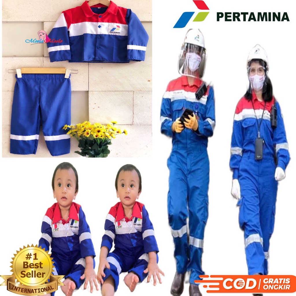 Kostum Baju Pertamina Anak Laki Laki Perempuan Property | Grosir foto Bayi Usia Newborn-10 Tahun