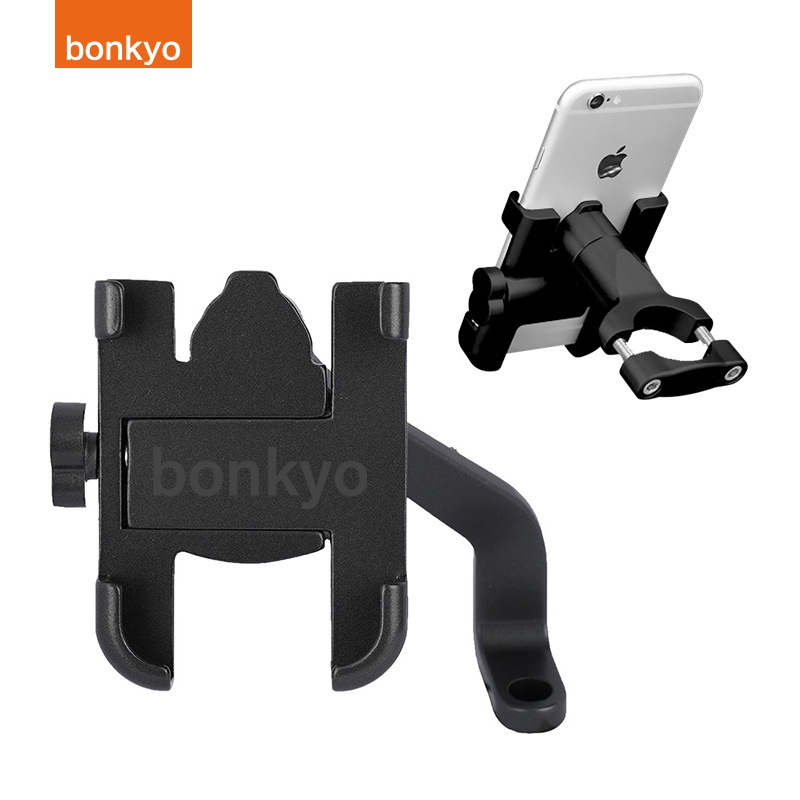 Bonkyo Holder HP Motor Spion Bahan Besi Full Metal Aluminium Sepeda Body Motorcycle Holder