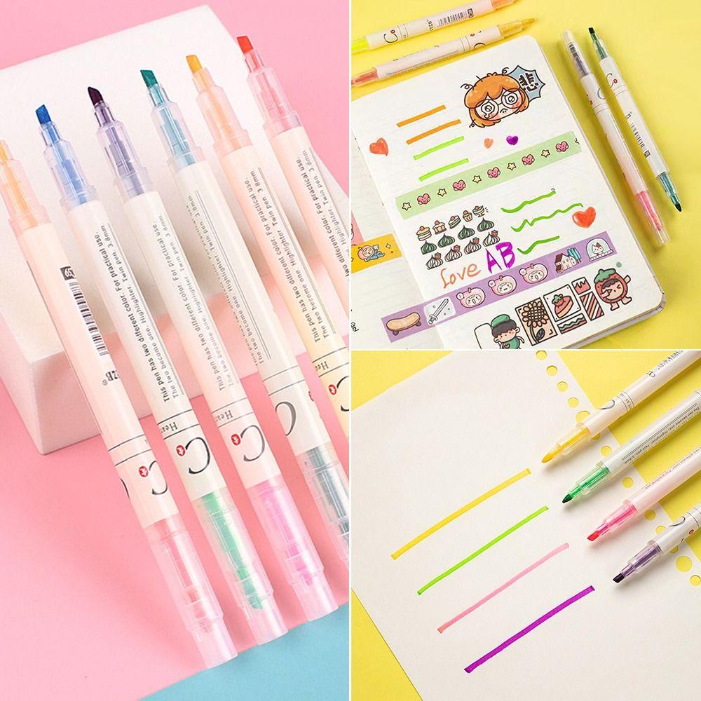 PINEAPPLE Nanas 6 Pcs/Set Pen Neon Hadiah Anak Warna Permen Tangan Akun Penanda Kapasitas Tinggi Set