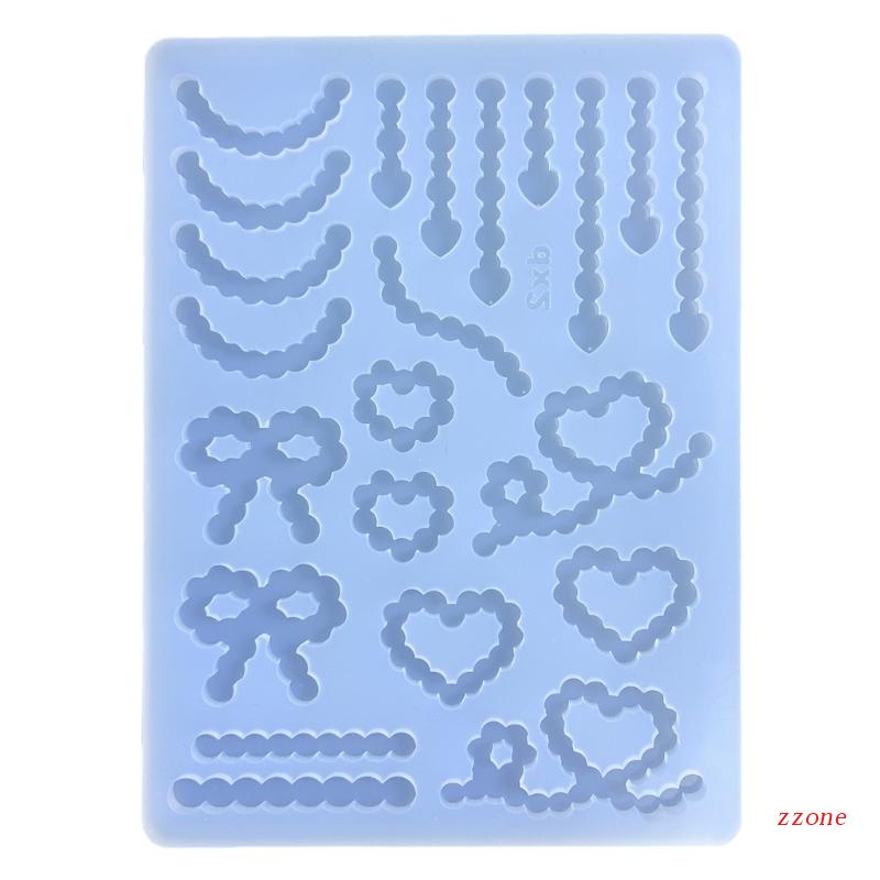 Cetakan Rantai Mutiara Bentuk Hati Geometris Bahan Silikon Untuk Dekorasi