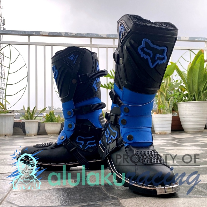 Sepatu Trail Motocross Lokal SV Premium Quality with Safety Protector - Blue