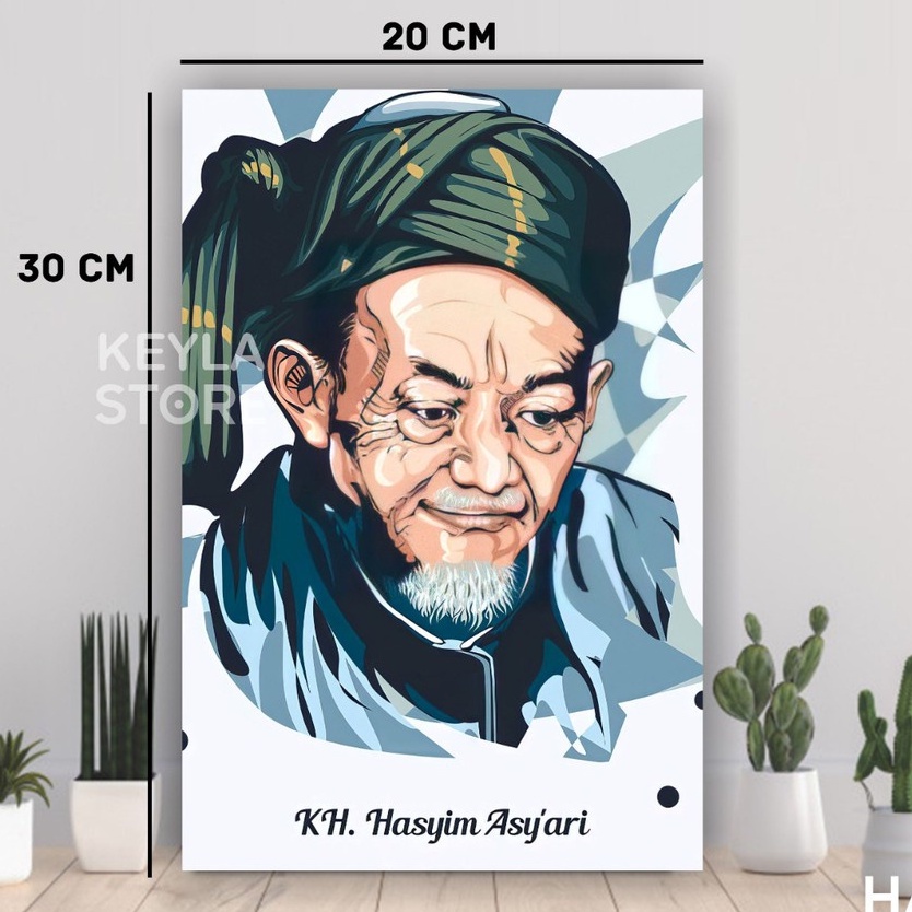 POSTER KAYU HIASAN DINDING FOTO KH. HASYIM ASY ARI-PENDIRI NU-TOKOH ULAMA PENDIRI NAHDATUL ULAMA IND