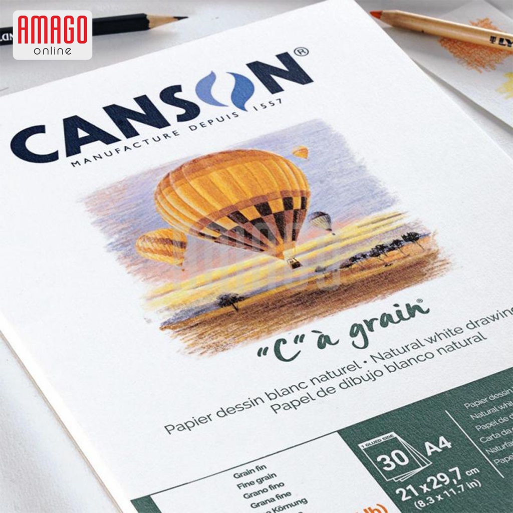 BUKU CANSON C A GRAIN - PAD - 30 SHEETS - A4 - 21 x 29,7 cm - DUAL SURFACE - 180 gsm - 400060577