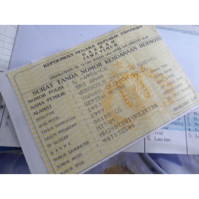 bpkb bekasan yamaha crypton jatim