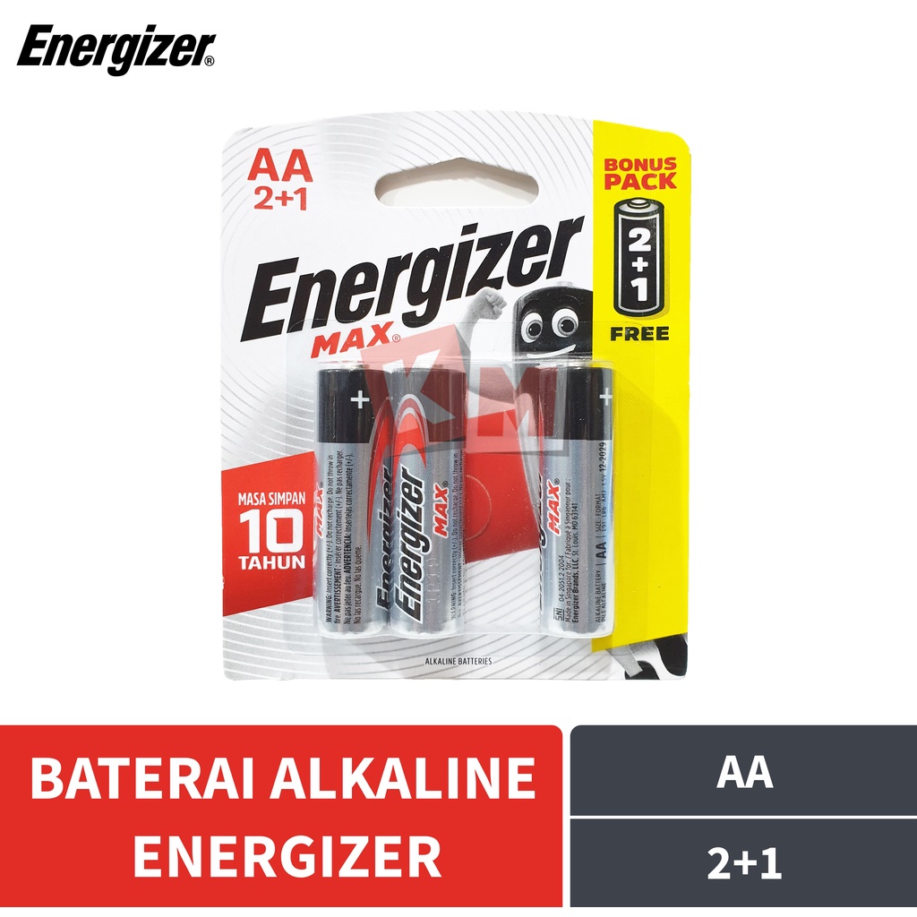 Baterai Energizer MAX AA / A2 2+1 Pack Isi 3 LR6 1.5V Battery Alkaline