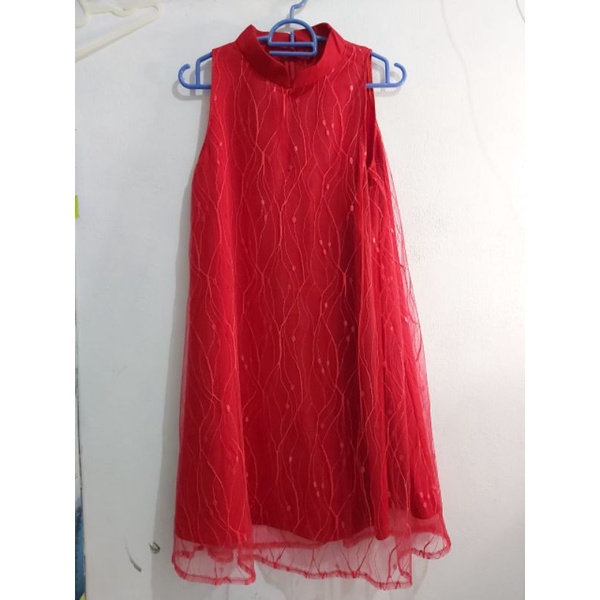 Preloved Dress Sangjit / Dress Imlek Merah / Dress Pesta merah