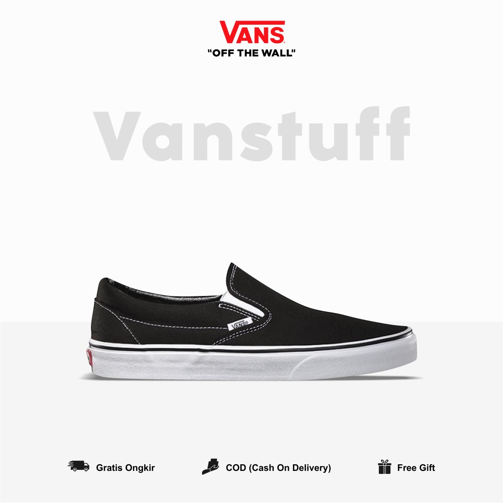 Vans Slip On Black White Original  BNIB Couple Pria Wanita Global Market Waffle EVB Ori Authentic Hitam Putih