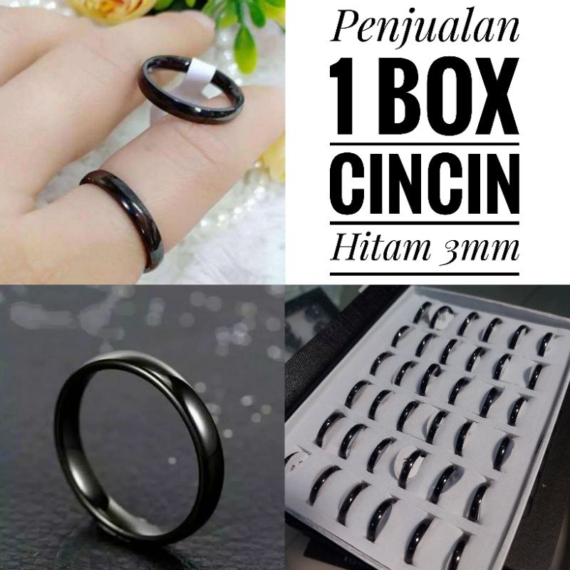 4s Grosir Solo || 1 Box Cincin Titanium Anti Karat &amp; Luntur , isi 36pacs bisa request ukuran ( free Box Hitam )