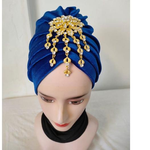 Turban dewasa turban instan mewah bindi turban pesta swarozki turban wanita dewasa beludru