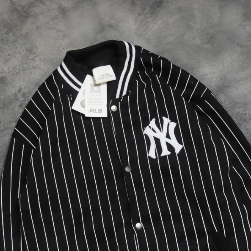 VARSITY MLB NEW YORK HITAM SALUR BORDIR FULLTAG&amp;LEBEL PREMIUM